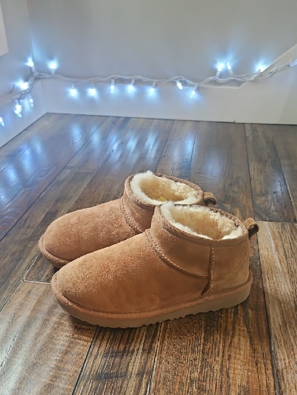 UGG Mini Suede Shearling Boots - Chestnut Tan - Picture 2 of 9